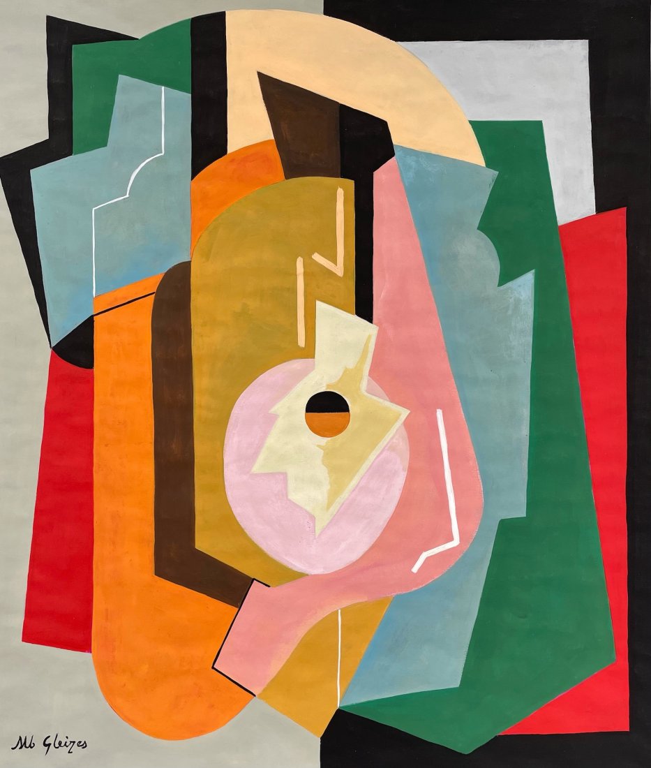 Albert Gleizes (Gouache on Paper): Rendered in the Style ofAlbert Gleizes . Technique: Gouache on paper painting. Measures 14 1/2 x 12 1/4Inches. Provenance: Private collection. Lived Between (8 December 1881 – 23 June 1953) was a ma