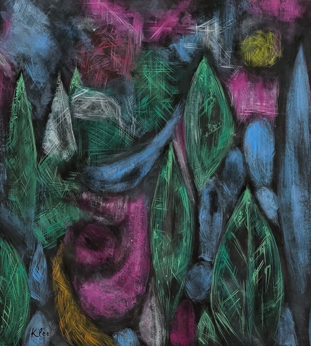 Paul Klee (Watercolor on Paper): Klee appears lower left. Rendered in the style of Paul Klee . Technique:Watercolor on paper. Measures: 15 1/2 x 14 Inches. Provenance: Private Collection. Lived Between (18 December 1879 – 29 June 1