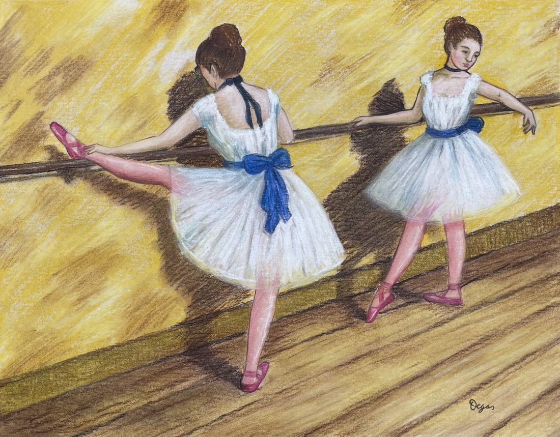 Edgar Degas (Pastel on Paper): Degas appears in lower right. Rendered in the impressionist style of Edgar Degas.Technique: Pastel on paper painting. Measures: 16 x 13 Inches. Provenance: Private Collection. Lived between (19 July 1