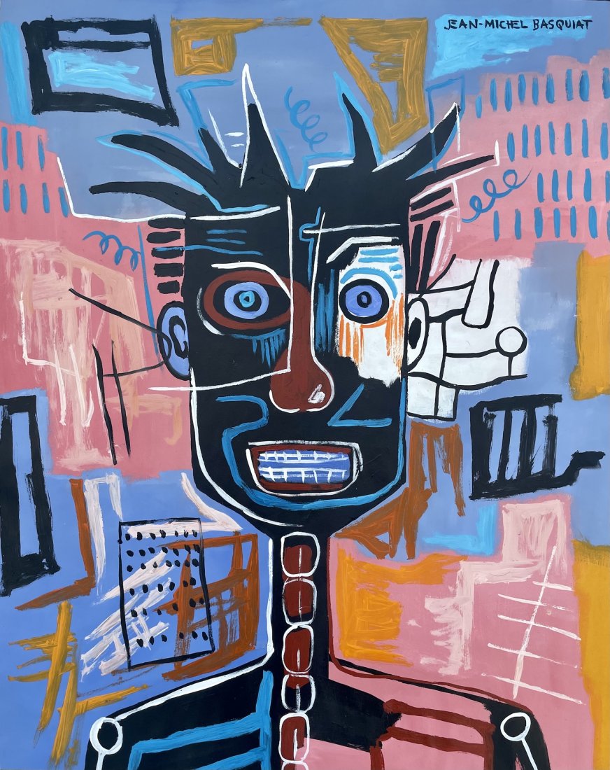 Jean Michel Basquiat (Mixed media on paper) Style of (1 of 6)