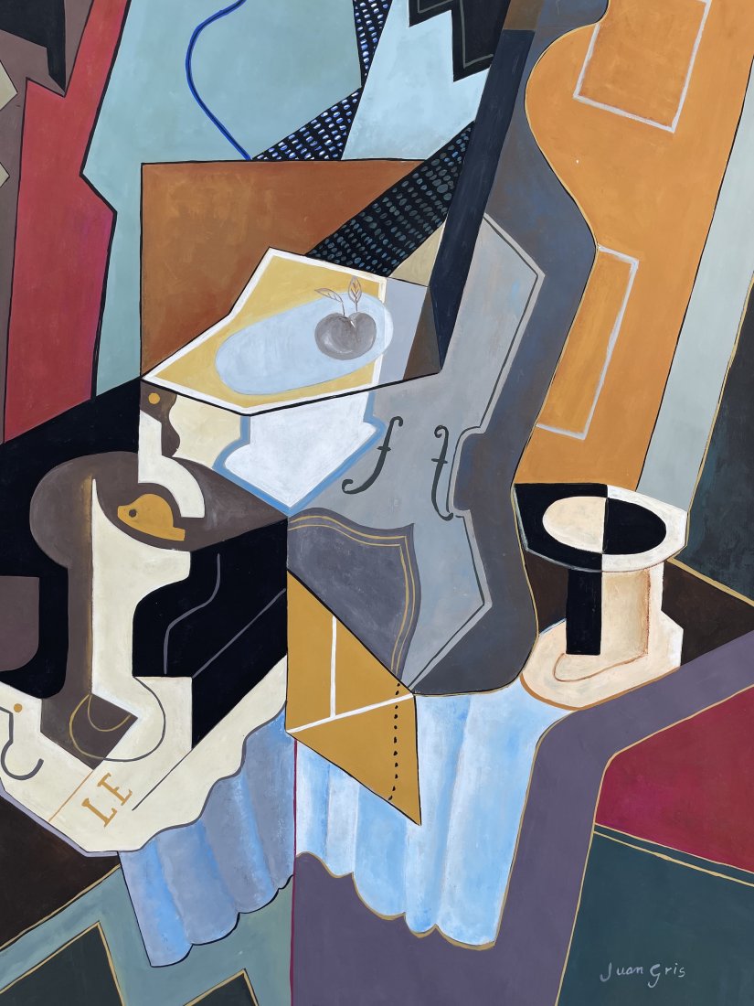 Juan Gris (Watercolor on Paper): Juan Gris appears lower Right. Rendered in the style of Juan Gris. Technique: Watercolor on paper painting. Measures: 17 x 13 Inches. Provenance: Private collection. Live between: (23 March 1887 – 1