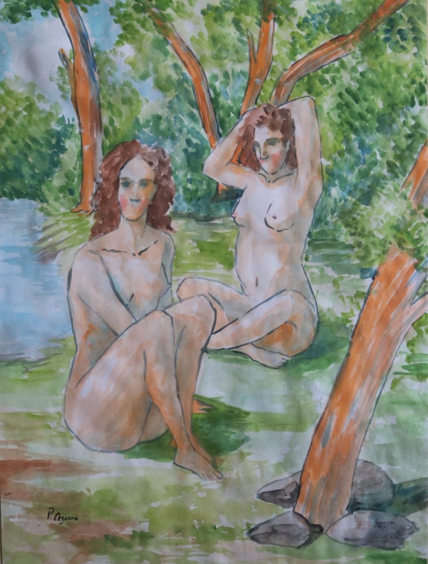 Paul Cezanne (Watercolor on Paper): P.Cezanne appears in lower left. Technique: watercolor on paper, painting. Measures:16 1/2 x 12 Inches. Provenance:Private Collection. Biography: Lived between (19 January 1839 – 22 October 1906) wa