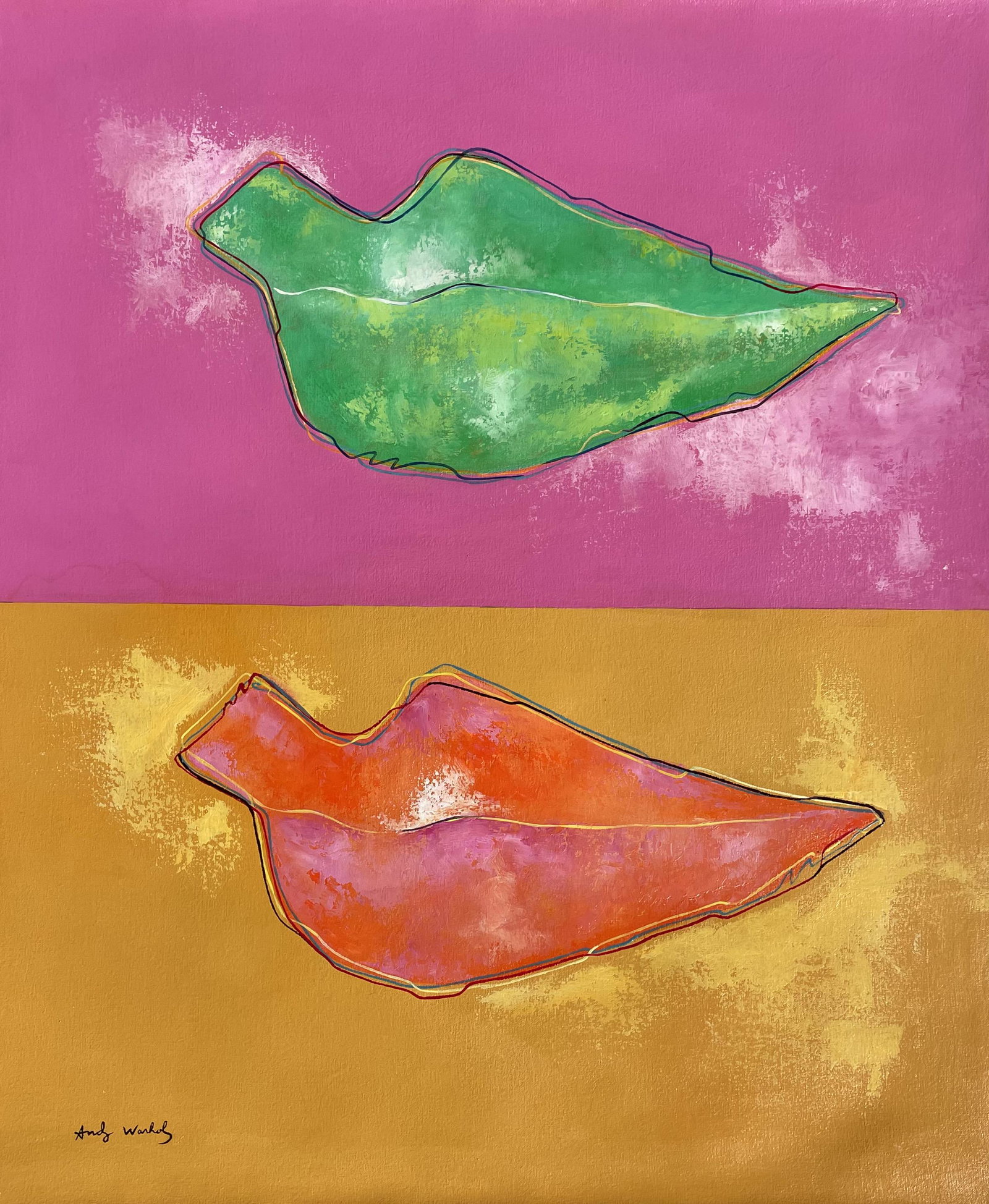 Andy Warhol (Oil on Canvas): Andy Warhol appears in Lower Left. Rendered in the pop art style of Andy Warhol. Technique: Oil on Canvas painting. Measures:24 X 20 inches. Provenance: Private Collection. Lived Between (August 6, 19