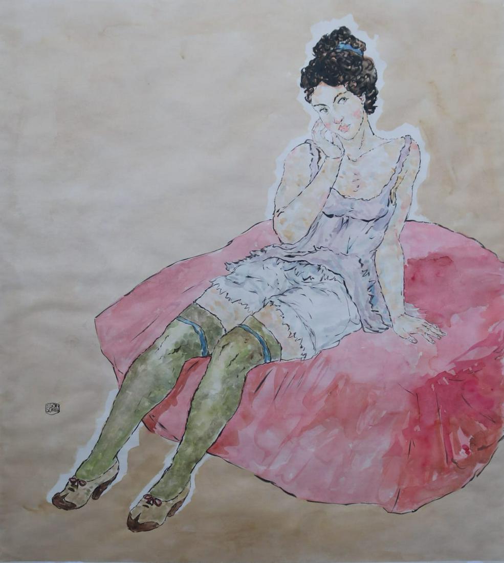 Egon Schiele (Watercolor on Paper) (1 of 3)
