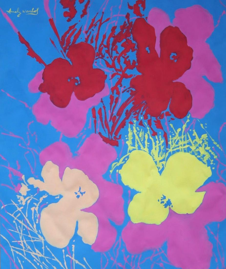 Andy Warhol (Gouache on paper): Andy Warhol appears in Upper left. Rendered in the pop art style of Andy Warhol. Technique: Gouache on paper painting. Measures:16 X 13 inches. Provenance: Private Collection. Lived Between (August 6,