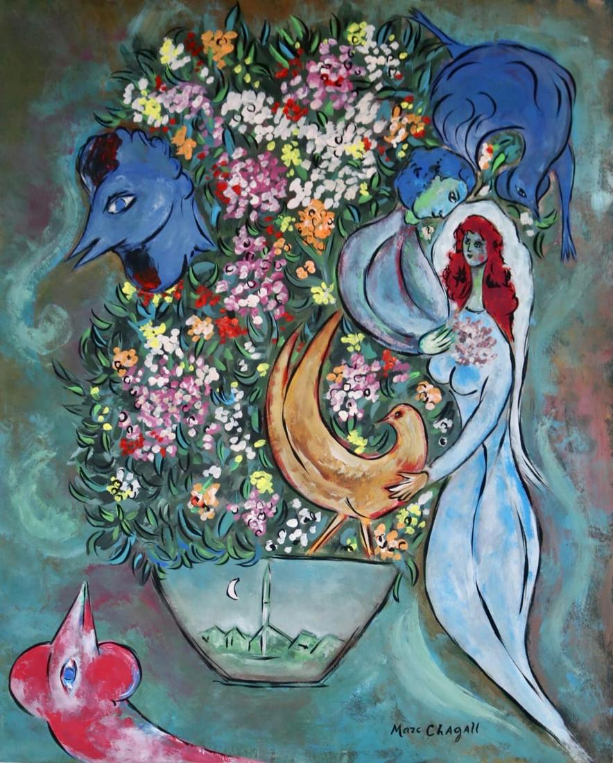 Marc Chagall (Gouache on Paper) In The Style Of (1 of 3)