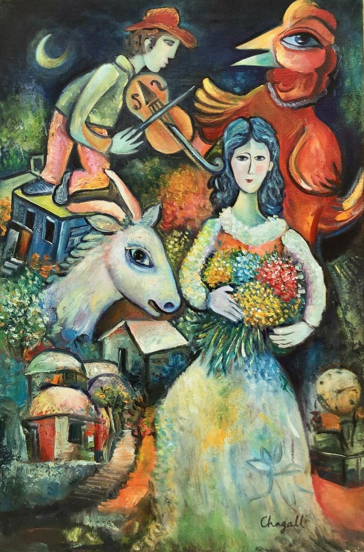 Marc Chagall  (Oil on Canvas) In The Style Of (1 of 3)