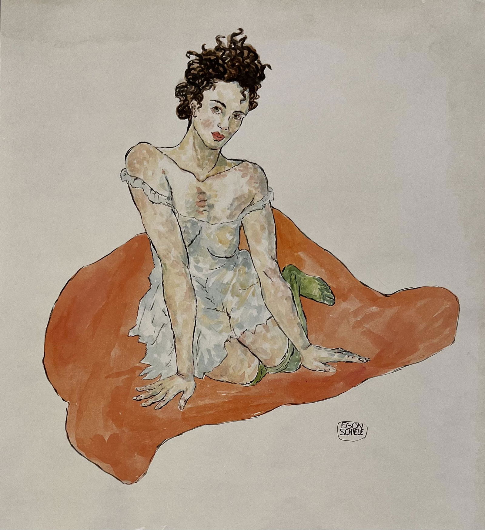 Egon Schiele  (Watercolor on Paper) In The Style Of (1 of 3)