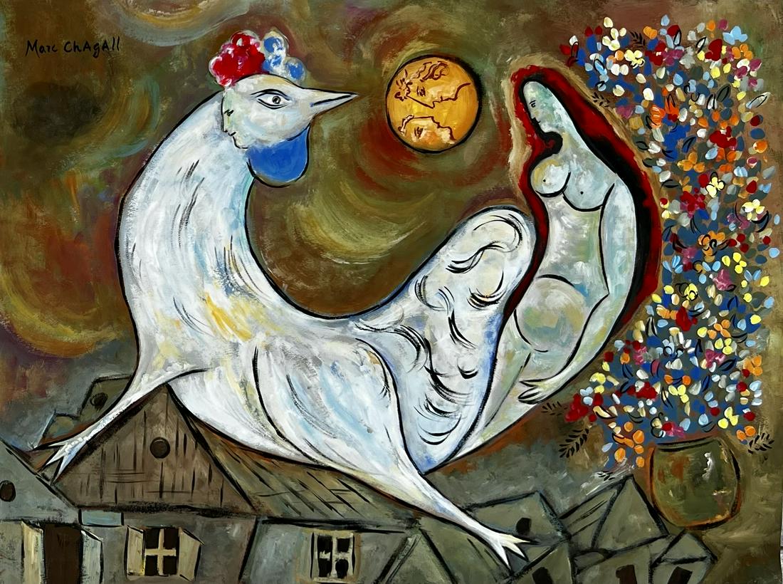 Marc Chagall ( Gouache on paper ) in the style of (1 of 3)