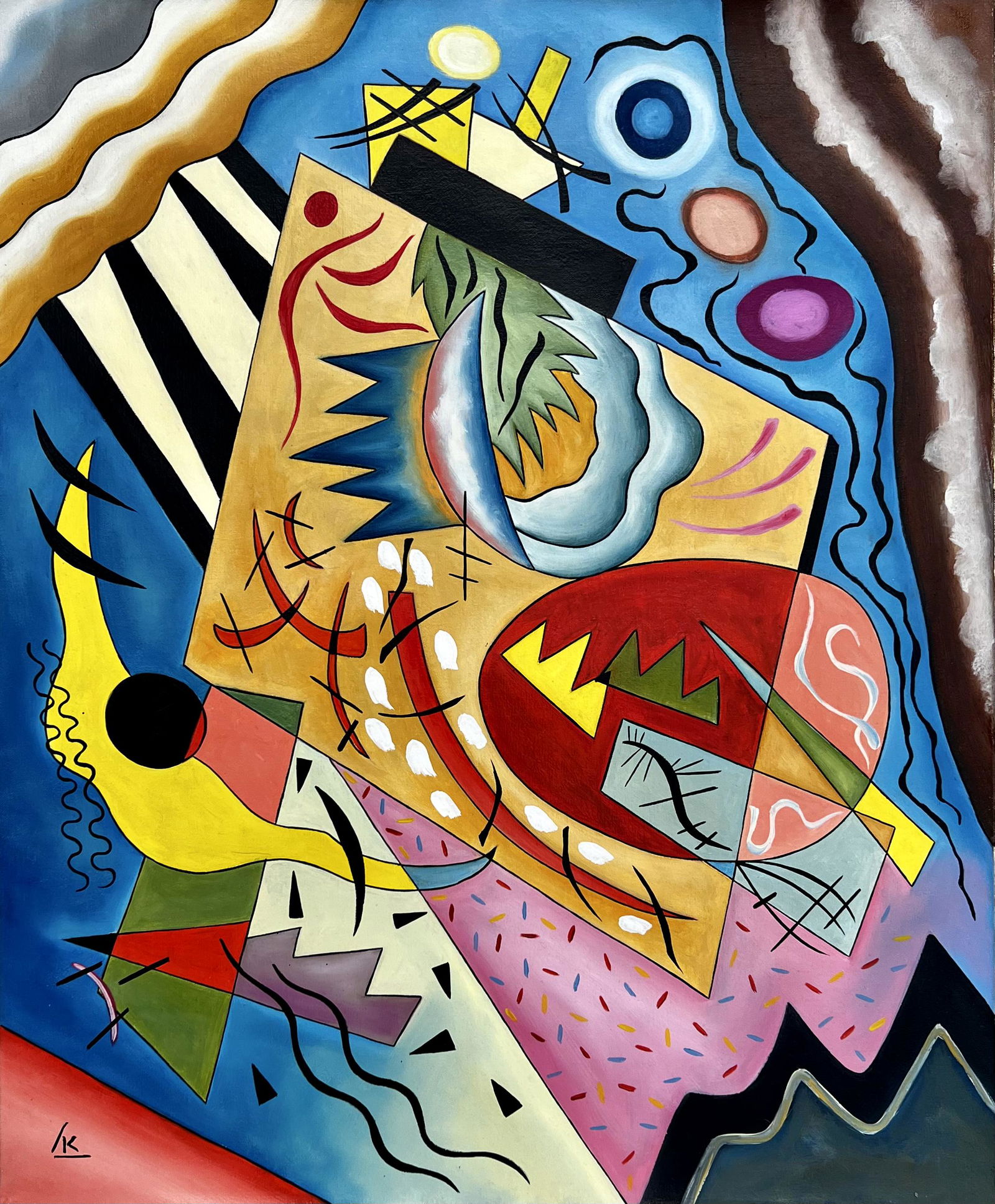 Wassily Kandinsky ( Oil on Canvas Painting ) in the style of (1 of 3)