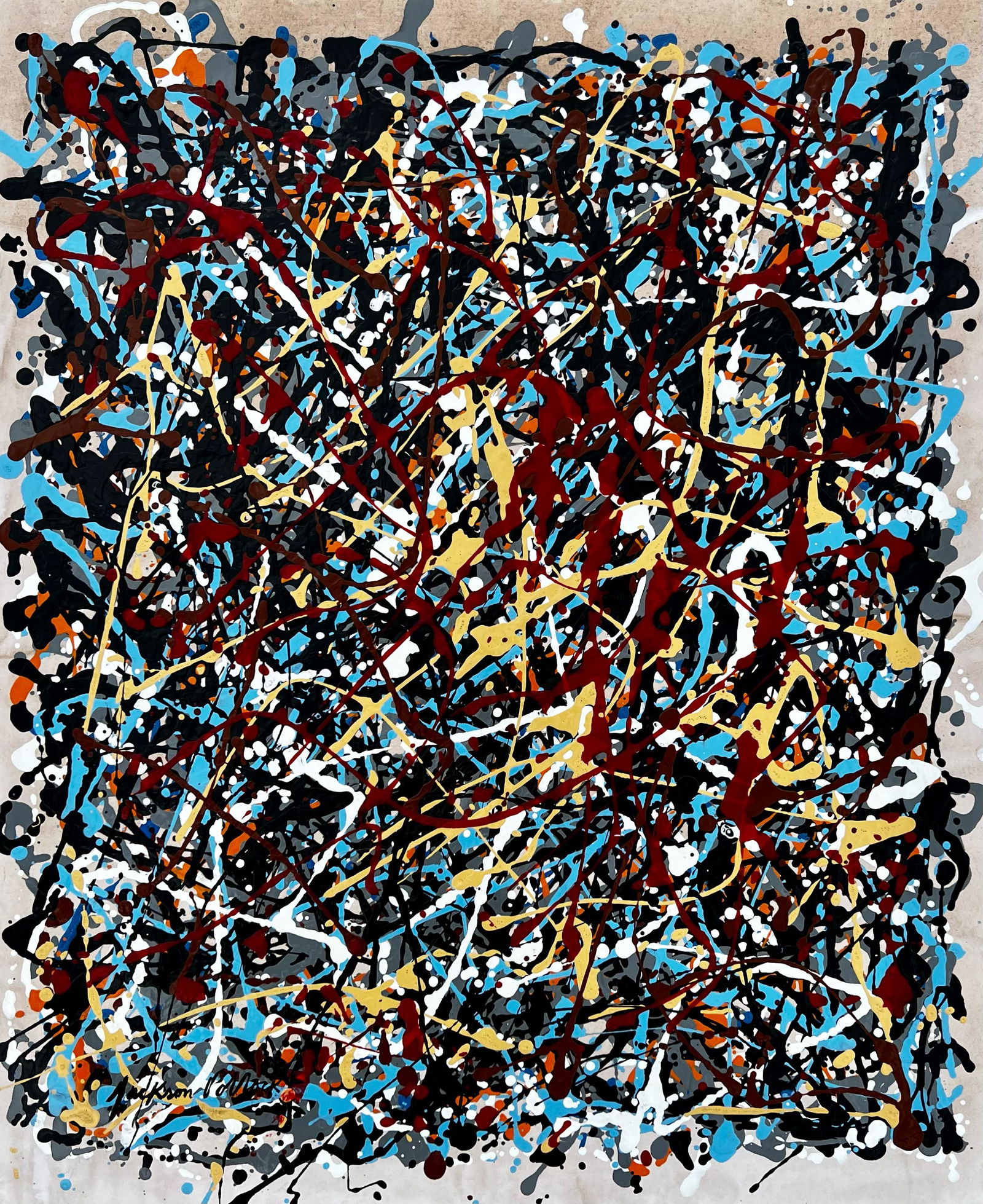 Jackson Pollock (Oil on Paper Painting) in the style of (1 of 3)