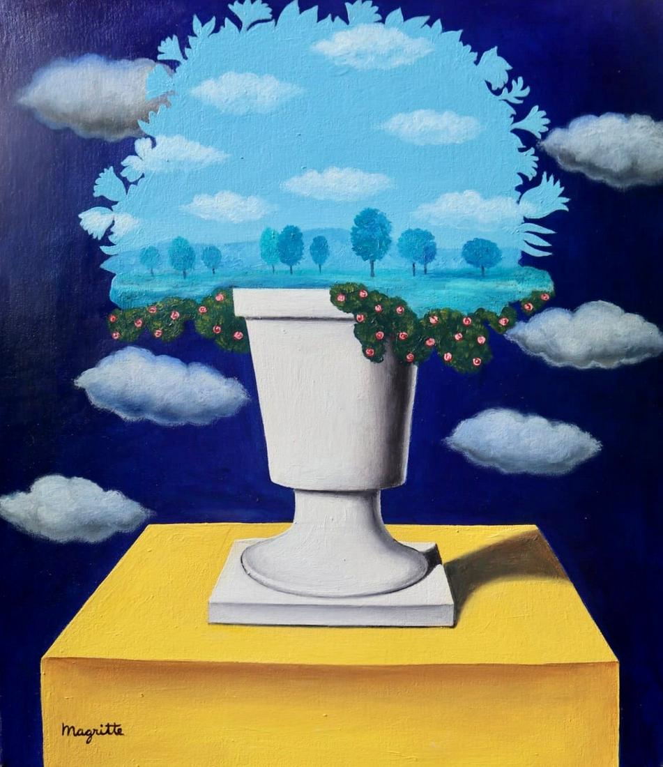 Rene Magritte ( Oil on Canvas Painting ) in the style of (1 of 3)