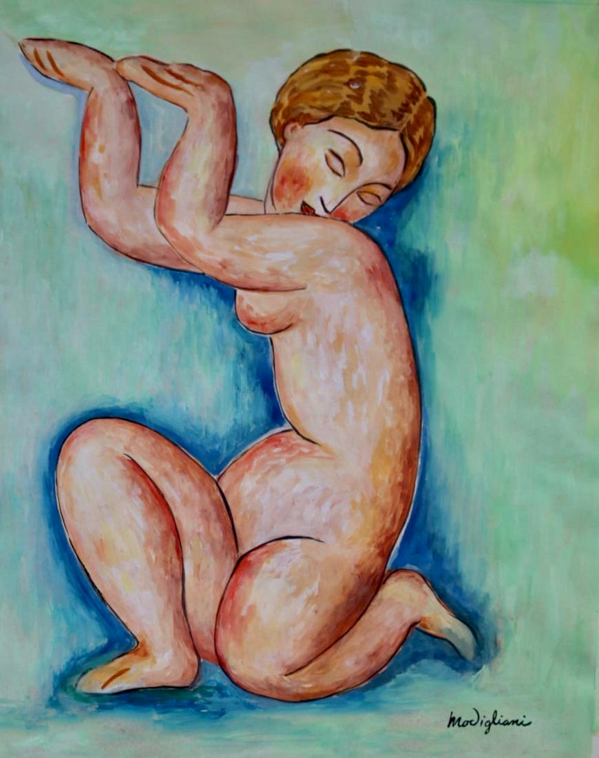 Amedeo Modigliani ( Watercolor on Paper Painting ) in the style (1 of 3)