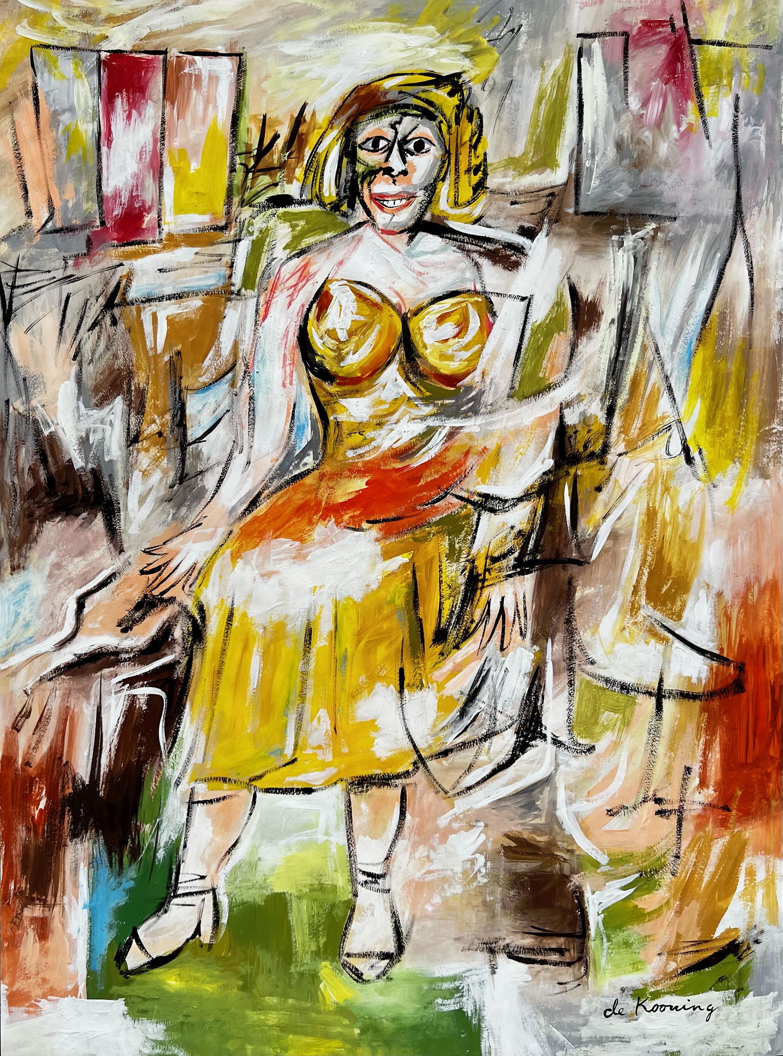 Willem de Kooning (Gouache on Paper Painting) In the Style of (1 of 3)