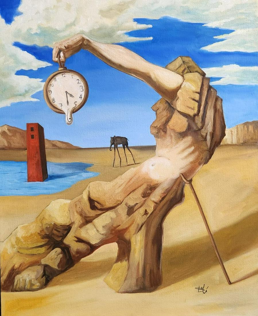 Salvador Dali Oil On Canvas Painting In The Style Of Jul 01 22 International Art Auction Gallery In Florida