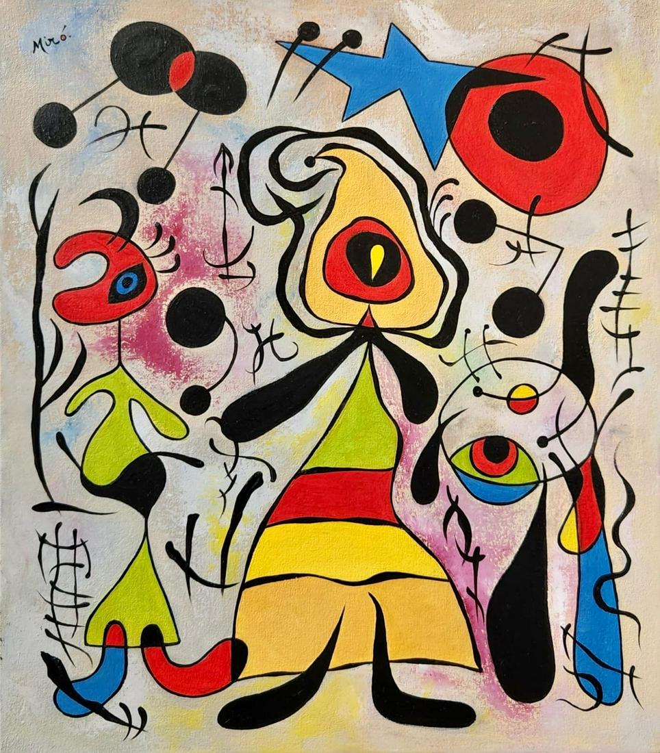 Joan Miro ( Oil on Canvas Painting ) in the style of (1 of 3)