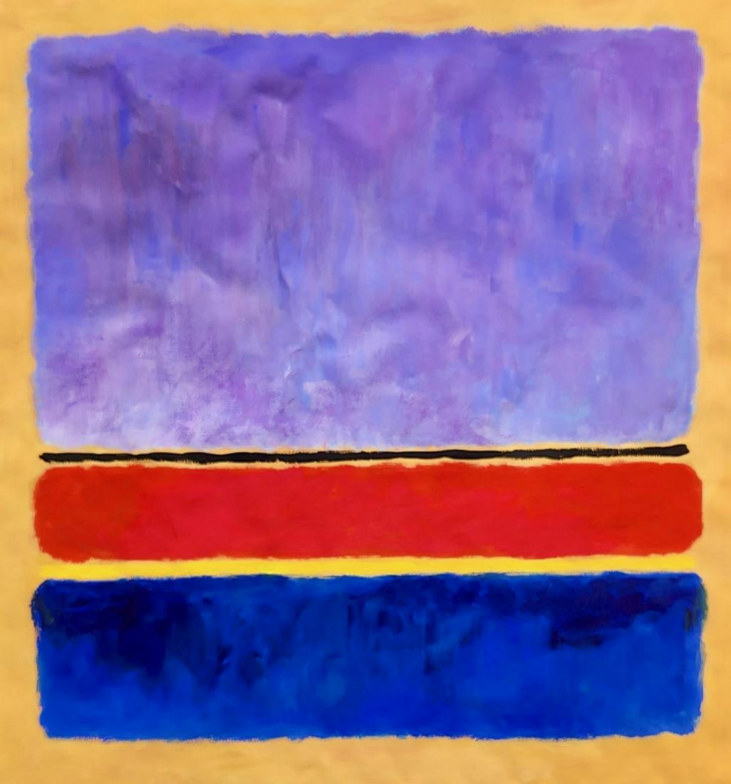 Mark Rothko (Gouache on Paper Painting) in the style of: Mark Rothko appears in the Back of the painting. Rendered in the style of Itzchak Tarkay . Technique: Gouache on Paper Painting. Measures: 16 x 15 Inches. Provenance: Private Collection . This is not