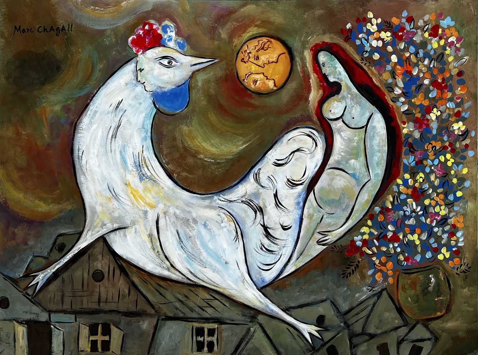 Marc Chagall ( Gouache on paper painting) in the style of (1 of 3)