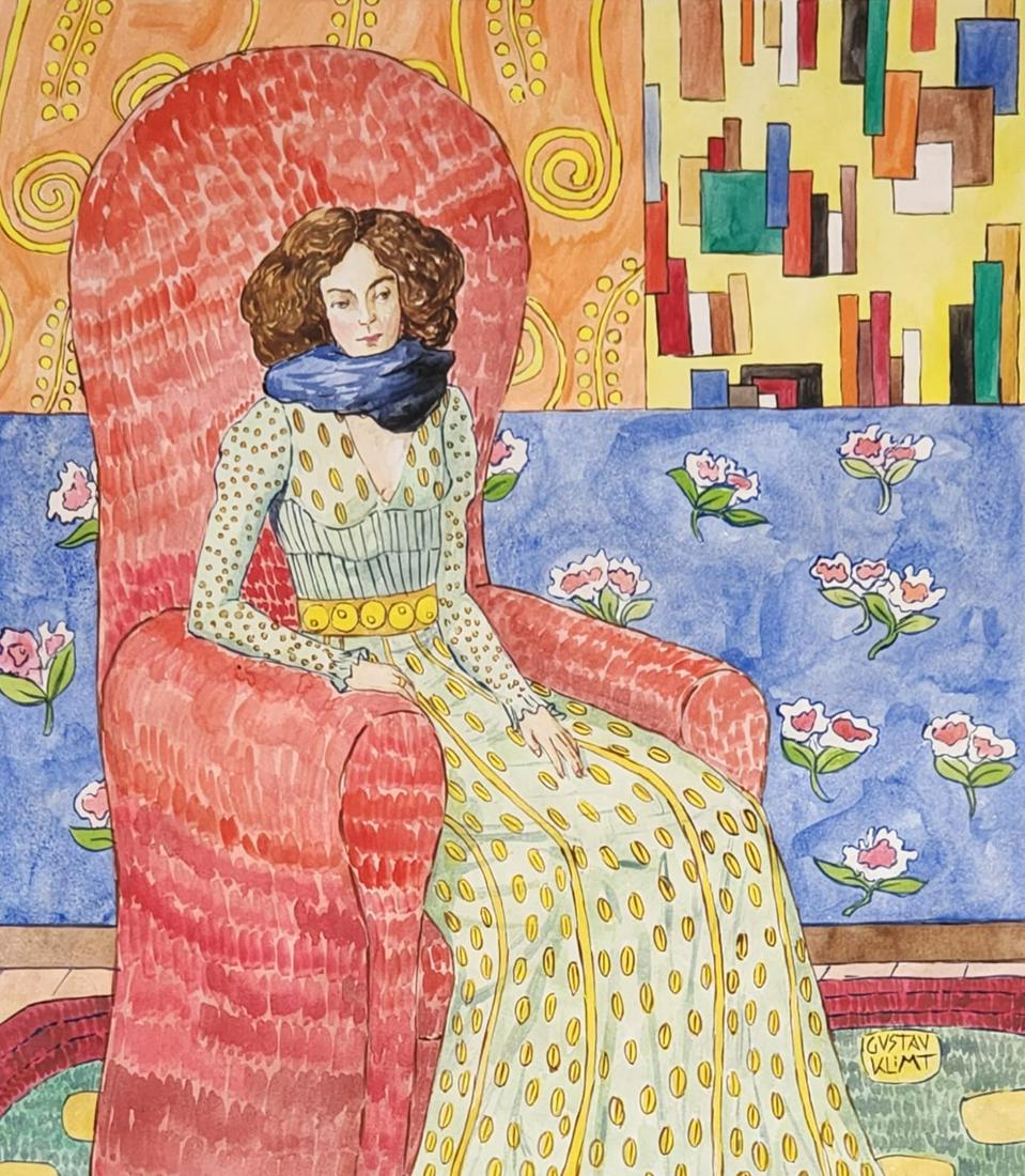 Gustav Klimt (Watercolor on Paper Painting) in the Style of (1 of 3)