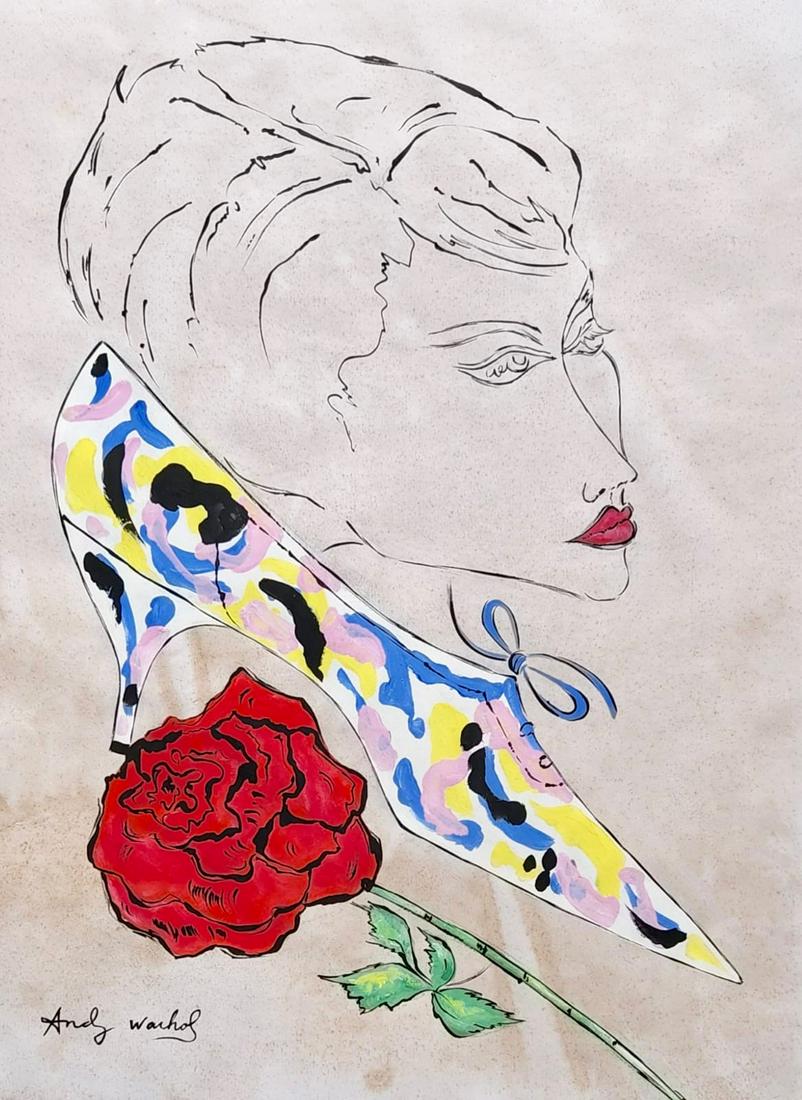 Andy Warhol (Mixed Media on Paper Painting) in the style of (1 of 3)