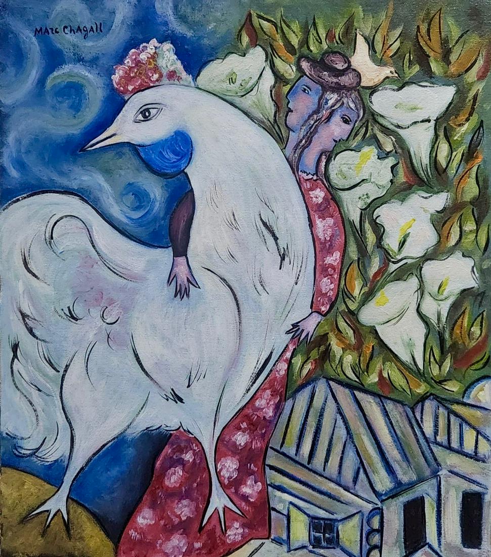 Marc Chagall (Oil on Canvas Painting ) in the style of (1 of 3)