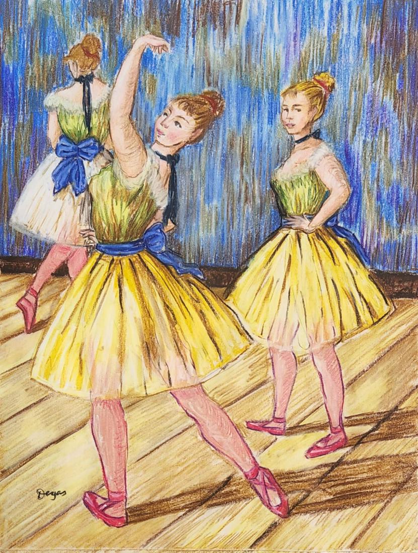 Edgar Degas (Pastel on Paper Painting ) in the style: Edgar Degas appears in the lower left of the painting. Rendered in the style ofEdgar Degas 3 Technique: Pastel on Paper Painting. Measures: 17 1/2 x 12 Inches. Provenance: Private Collection. This is 