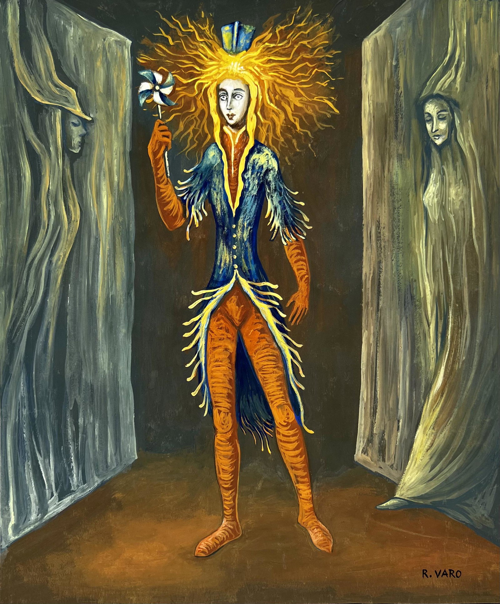 Remedios Varo ( Gouache on Paper Painting ) in the style of: Remedios Varo appears in Lower Right of the painting. Rendered in the style of Remedios Varo. Technique: Gouache on Paper Painting. Measures: 12 x 10 Inches. Provenance:Private Collection . This is no