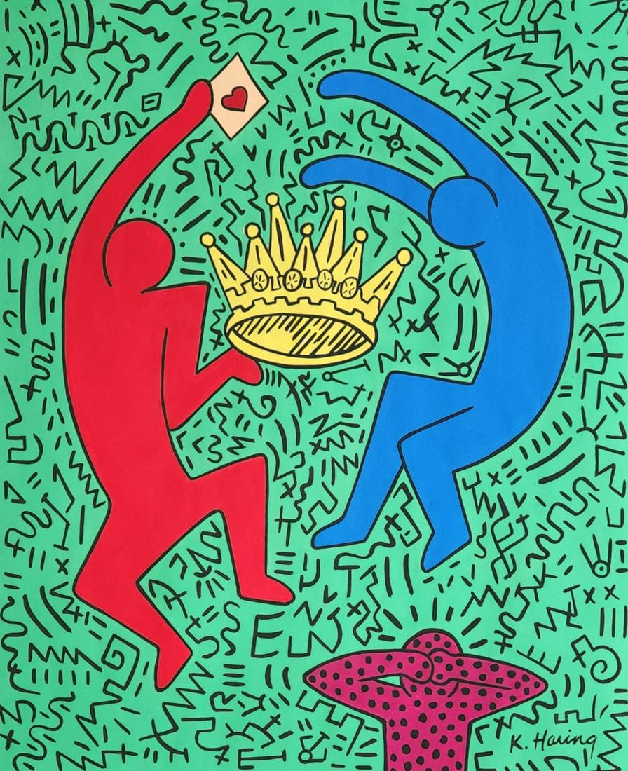 Keith Haring (Gouache on Paper Painting) in the style of (1 of 3)