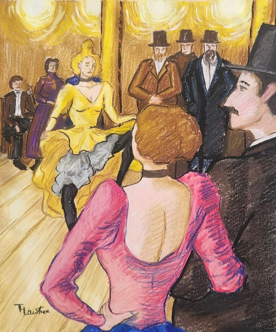 Henri de Toulouse-Lautrec( Pastel on Paper Painting ) in the style of (1 of 3)
