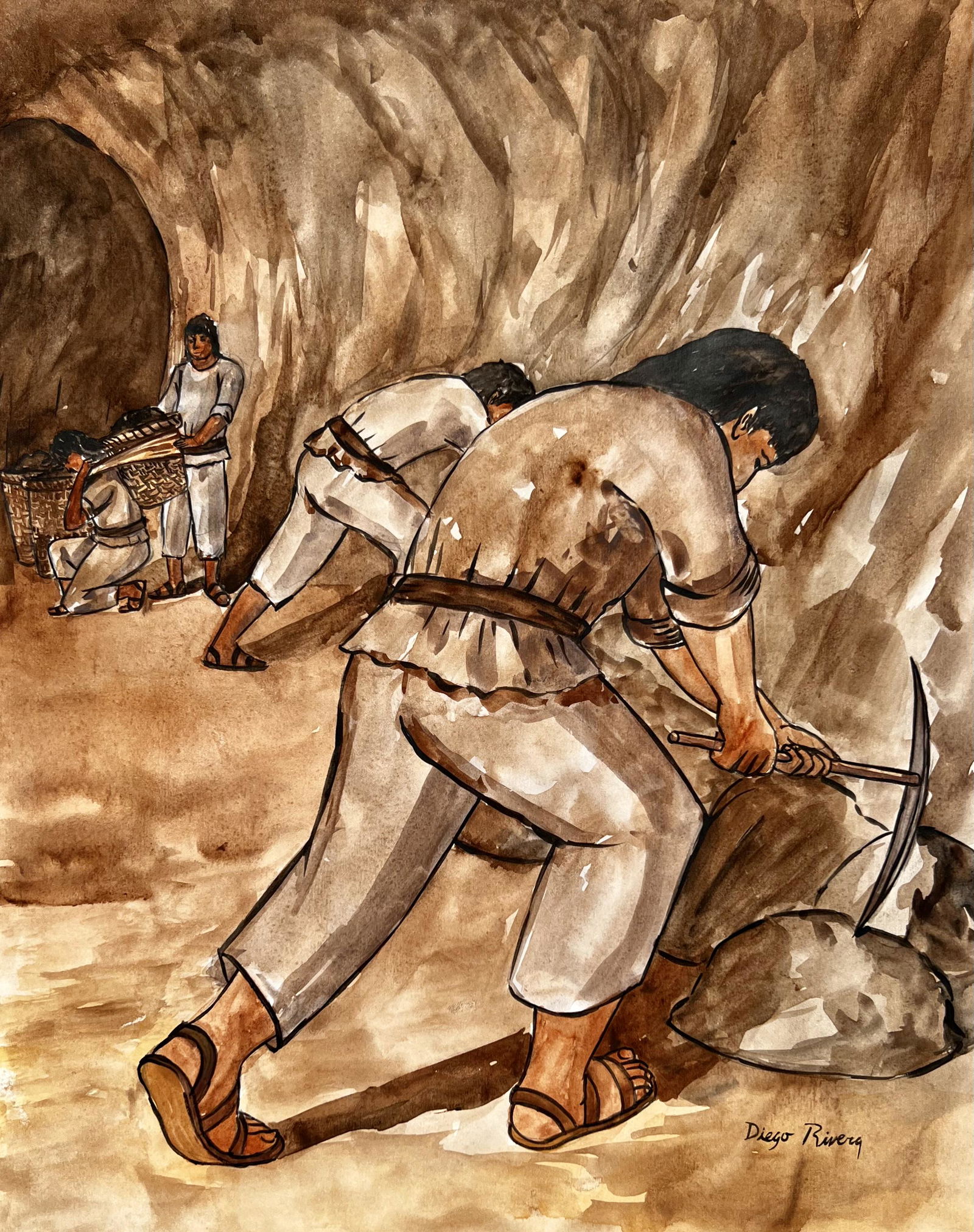 Diego Rivera (Watercolor Paper Painting) in the style of (1 of 3)