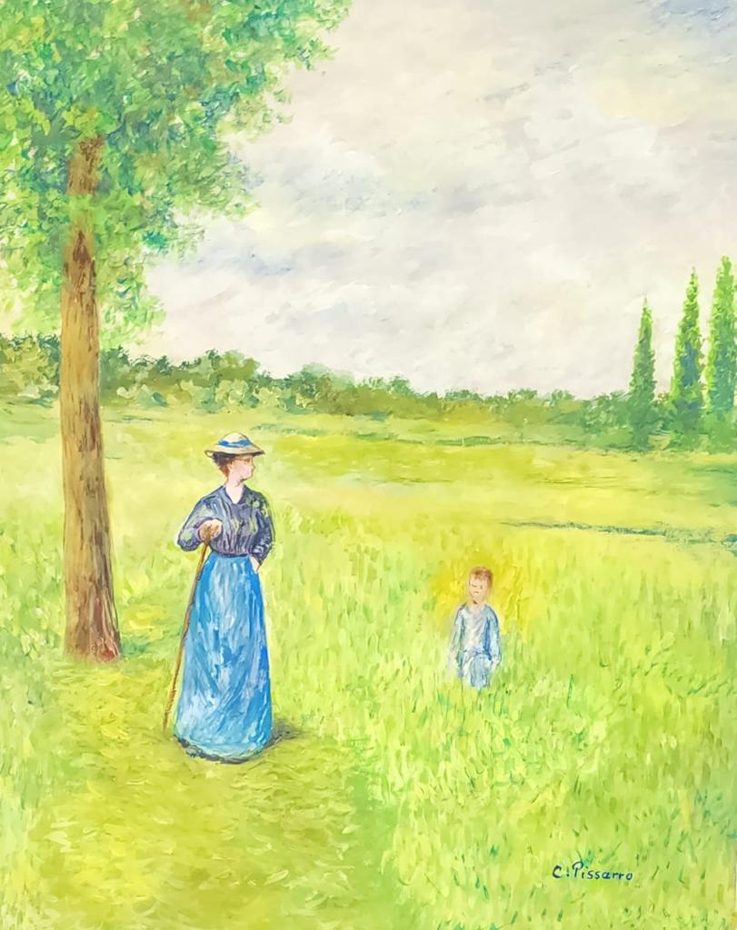 Camille Pissarro (Watercolor on Paper Painting) in the style of: Camille Pissarro appears at the Lower Right of the painting .Rendered in the style of Camille Pissarro . Technique: Watercolor on paper Painting. Measures: 14 1/2 x 11 1/2 Inches. Provenance:Private C