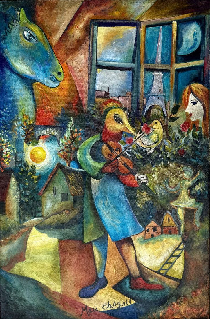 Marc Chagall (Oil on Canvas Painting ) in the style of (1 of 3)