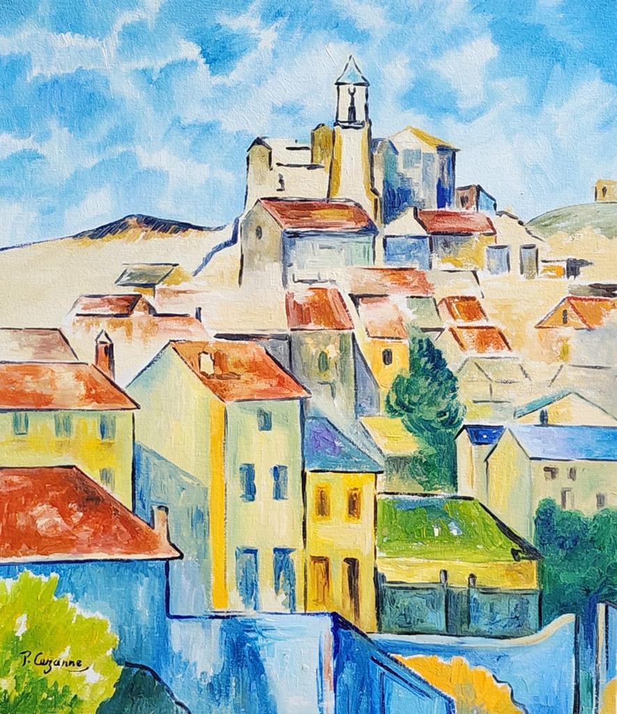 Paul Cezanne (Oil on Canvas Painting) in the style of: Paul CÃ©zanne appears at the Lower Left of the painting .Rendered in the style of Paul CÃ©zanne . Technique: Oil on Canvas Painting. Measures: 14 x 12 Inches. Provenance:Private Collection. This i