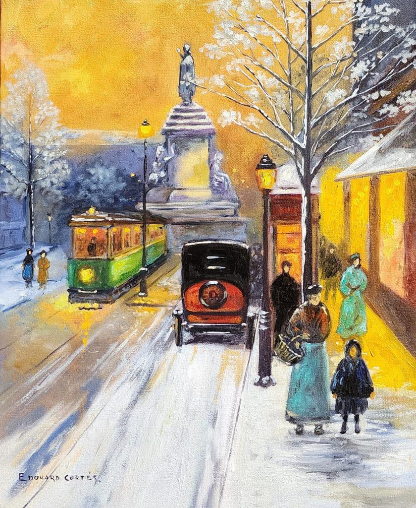 Edouard Cortes (Oil on Canvas Painting) in the style of: Edouard Cortes appears at the Lower Left of the painting .Rendered in the style of Edouard Cortes . Technique: Oil on Canvas Painting. Measures: 15 x 12 Inches. Provenance:Private Collection. This is 