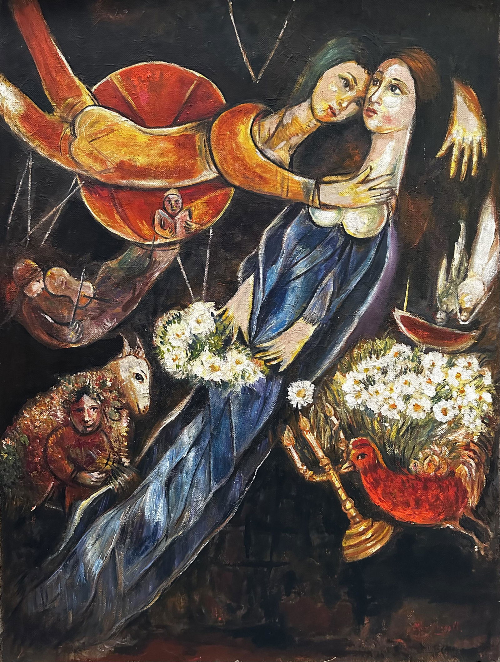 Marc Chagall Russian (Oil on Canvas Painting ) in the style of (1 of 5)