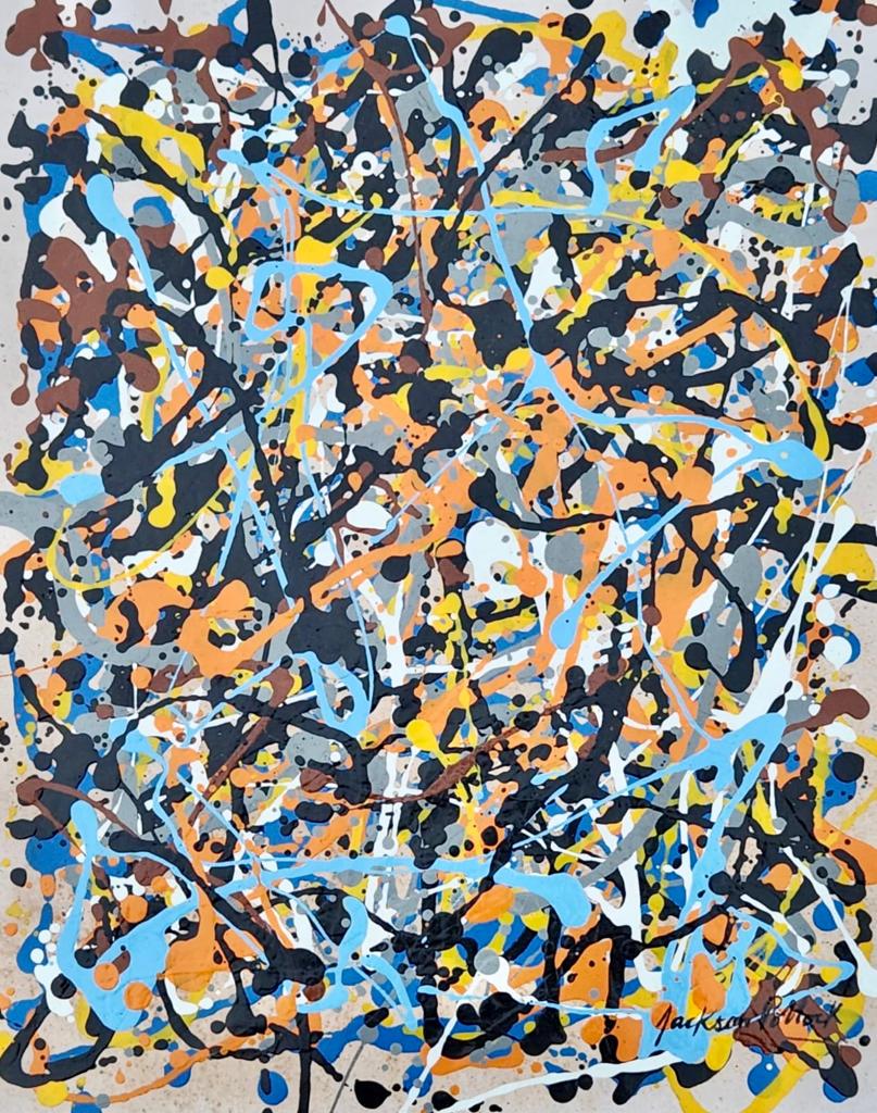 Jackson Pollock American (Oil on Paper Painting) in the style of (1 of 4)