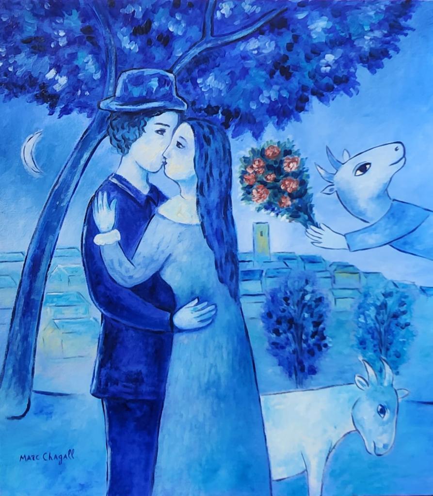 Marc Chagall Russian (Oil on Canvas Painting ) in the style of (1 of 4)