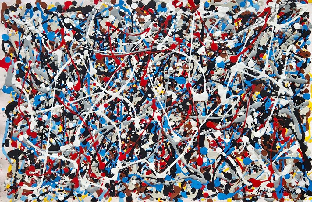 Jackson Pollock American (Oil on Paper Painting) in the style of (1 of 4)