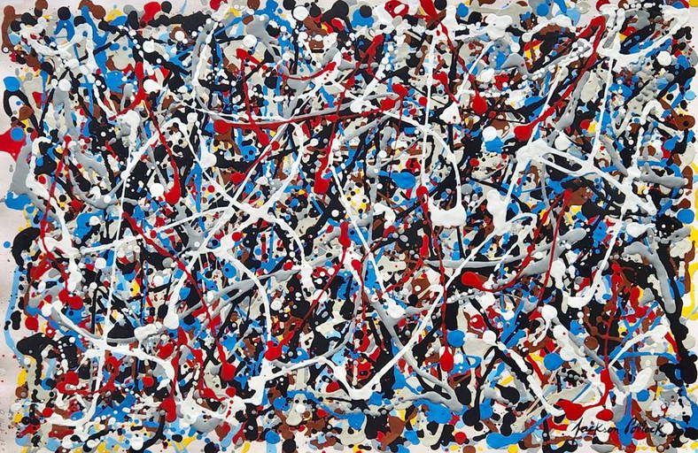 Jackson Pollock American (Oil on Paper Painting) in the style of (0070
