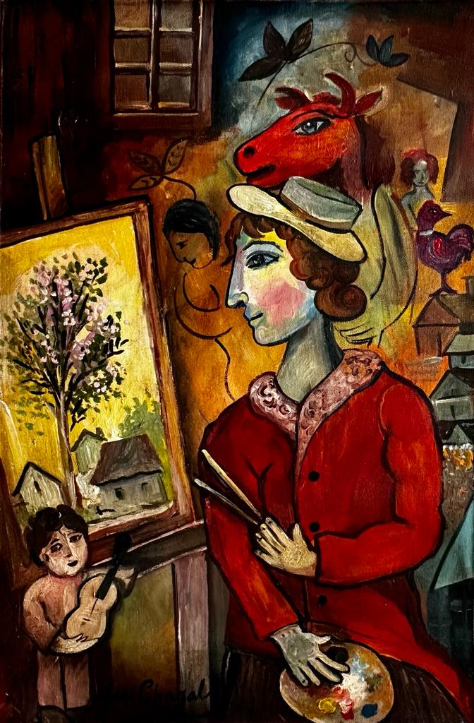 Marc Chagall Russian (Oil on Canvas) in the style of (1 of 4)