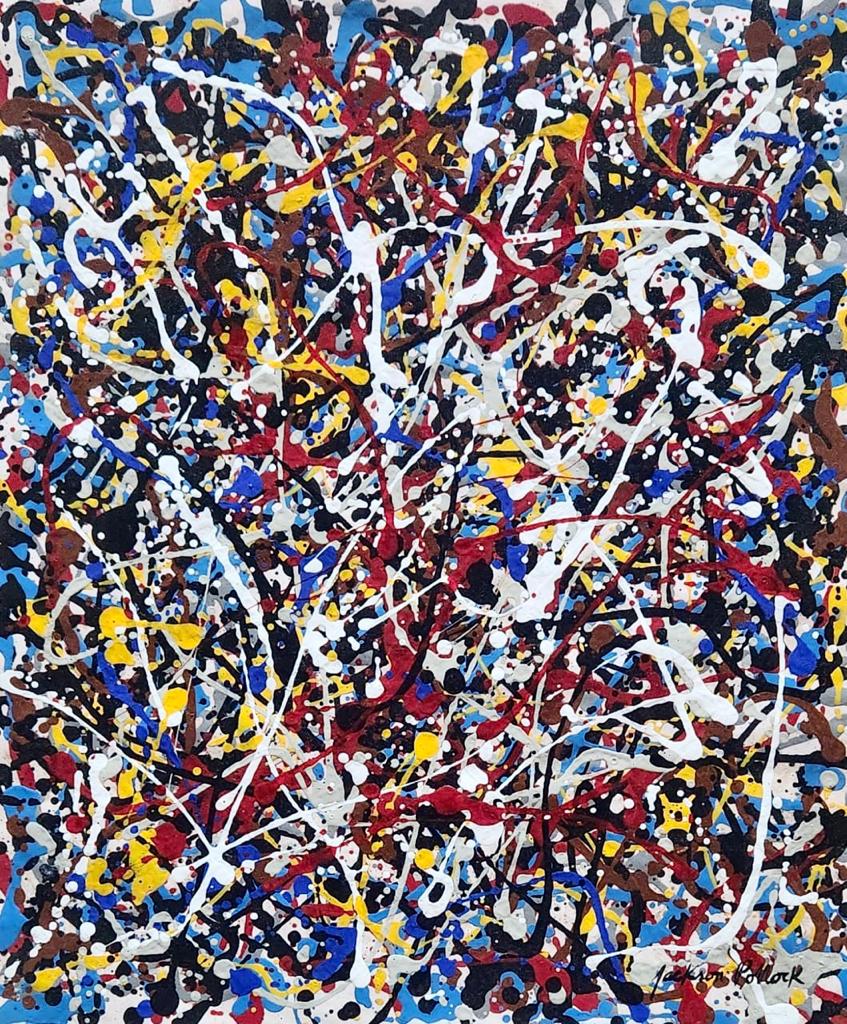 Jackson Pollock American (Oil on Paper Painting) in the style of (1 of 3)
