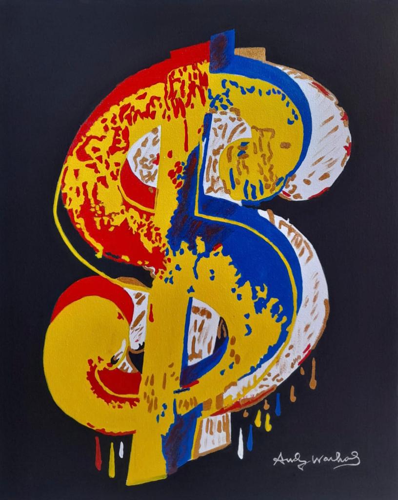 Andy Warhol American (Mixed Media on Canvas Painting) in the style of: Beautiful Acrylic on Canvas painting Rendered in the style of Andy Warhol. Technique:Mixed Media on Canvas Painting. Measures: 27 x 22 Inches. Provenance: Private Collection New York. The Painting is 