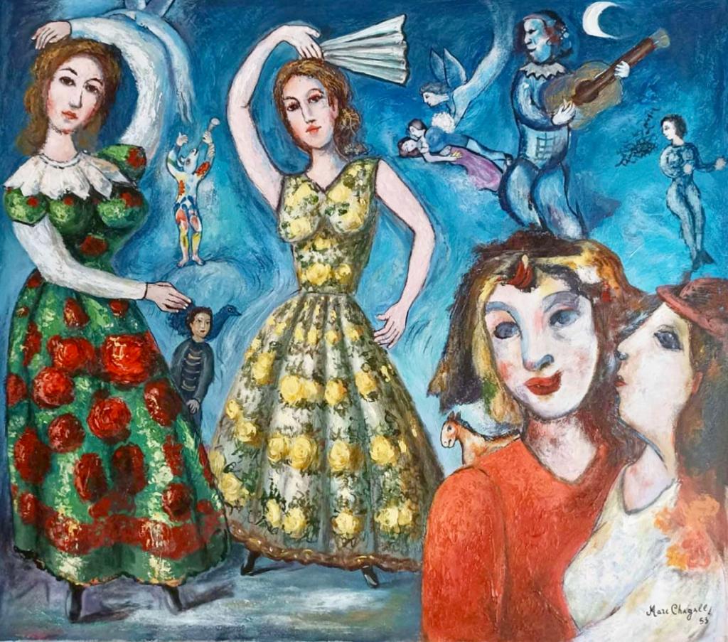 Marc Chagall Russian (Large Oil on Canvas) style of (1 of 5)