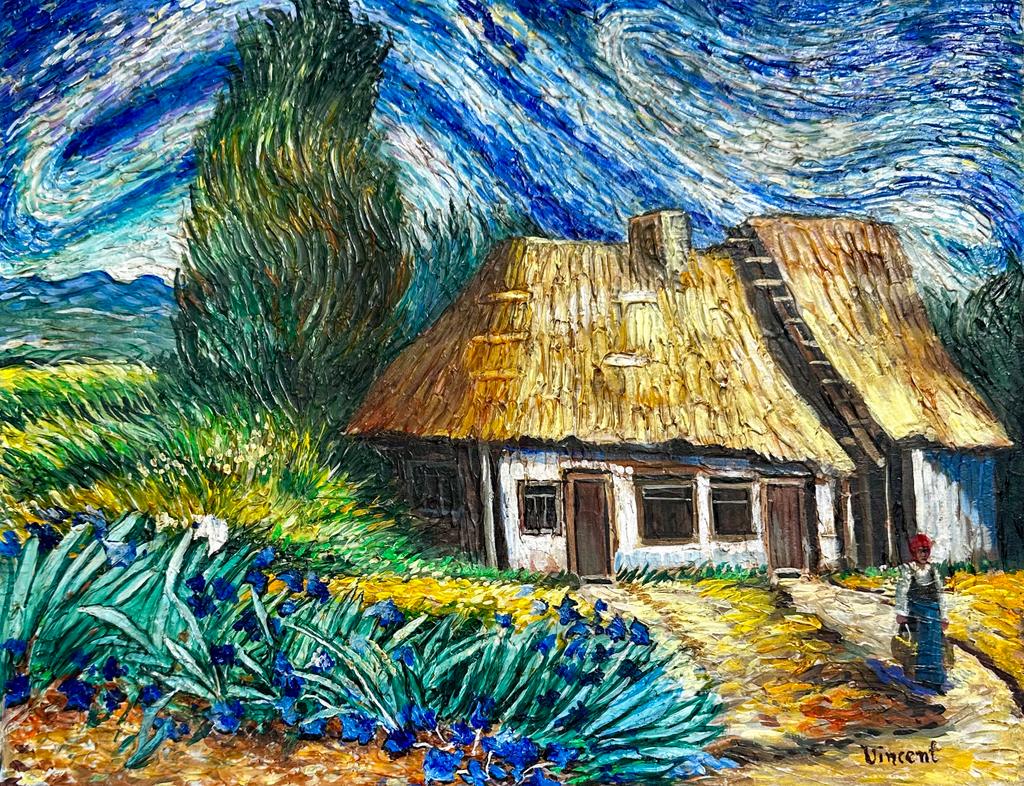 Vincent van Gogh Dutch (Oil on Canvas painting) Style Of: Landscape Figurative Oil on canvas painting rendered in the style of Vincent van Gogh. Measures: 14 x 18 Inches. Provenance: Private collection. The work is framed. Live between:(30 March 1853 29 July
