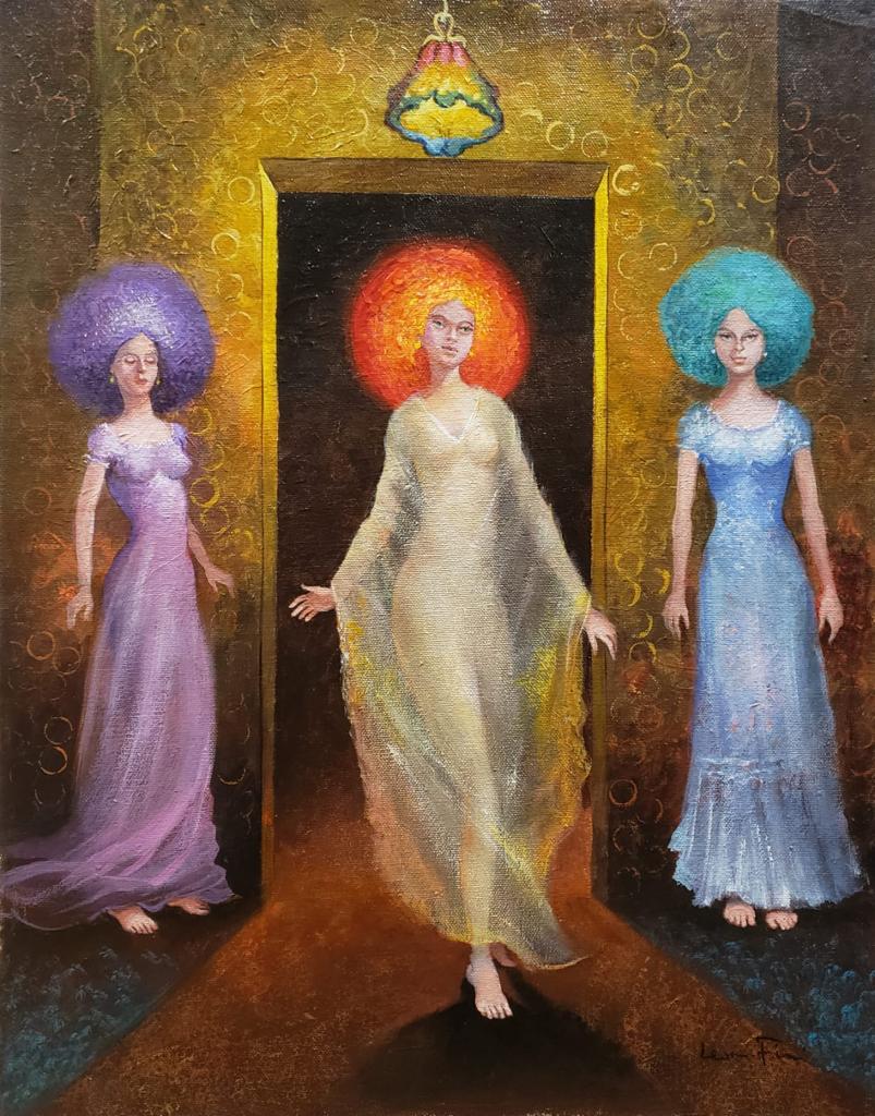 Leonor Fini Argentinean (Oil on Canvas painting) Style Of: Figurative Oil on canvas painting rendered in the style of Leonor Fini. Measures: 18 x 14 Inches. Provenance: Private collection Italy. The work is framed. Live between:(30 August 1907 â€“ 18 Jan