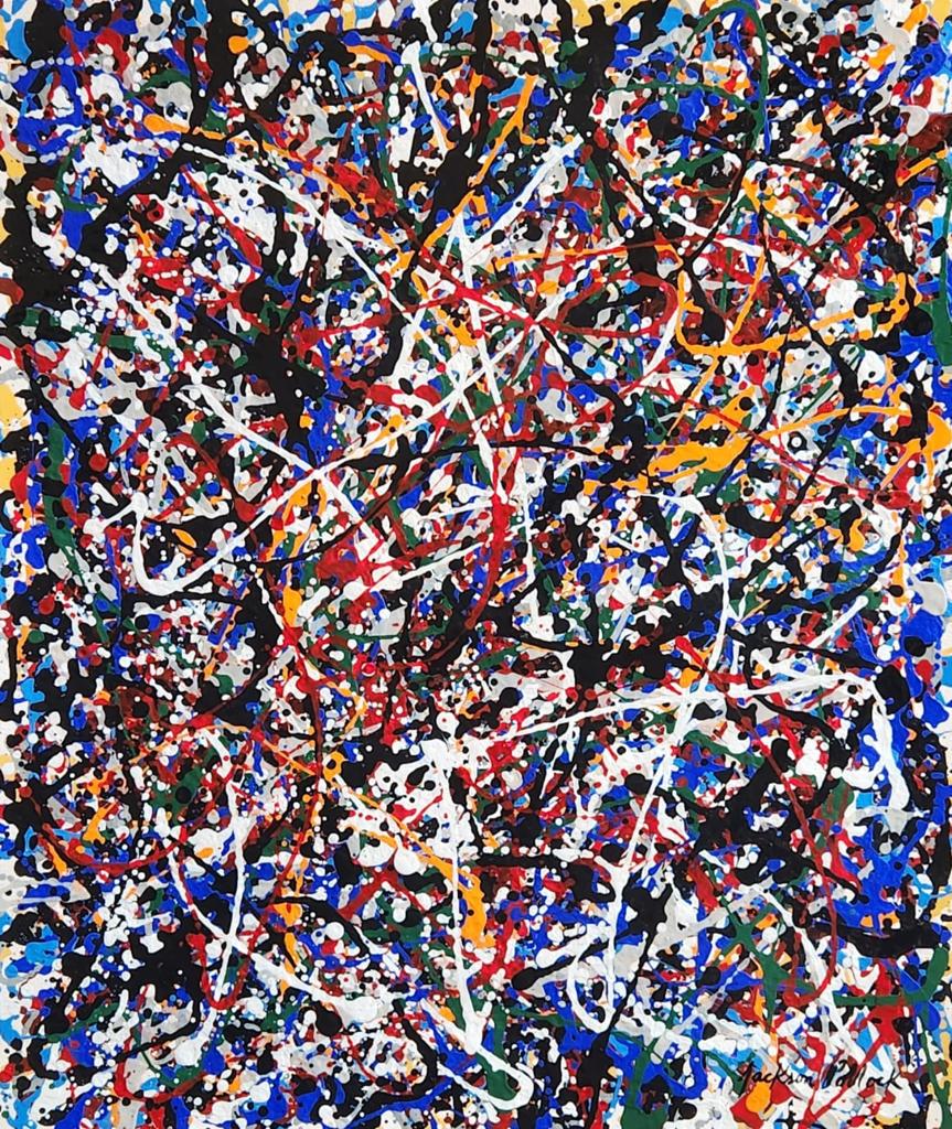Jackson Pollock American (Oil on Paper Painting) style of (1 of 4)