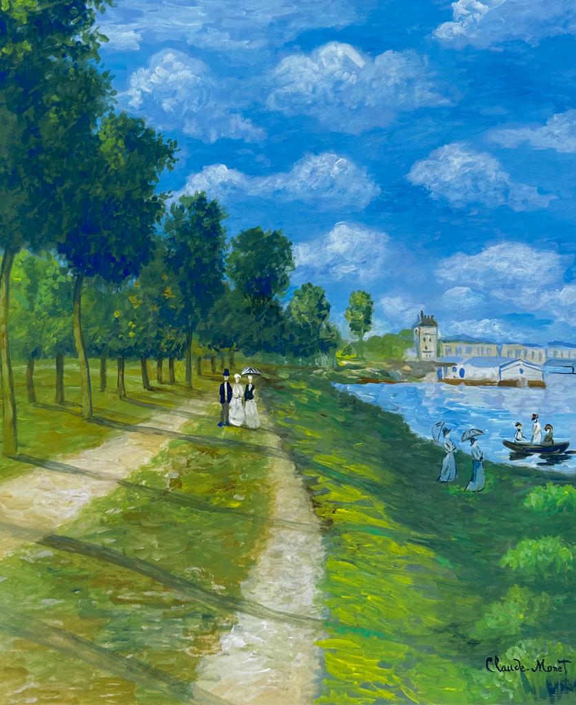 Claude Monet French (Watercolor on paper Painting) style of (1 of 5)
