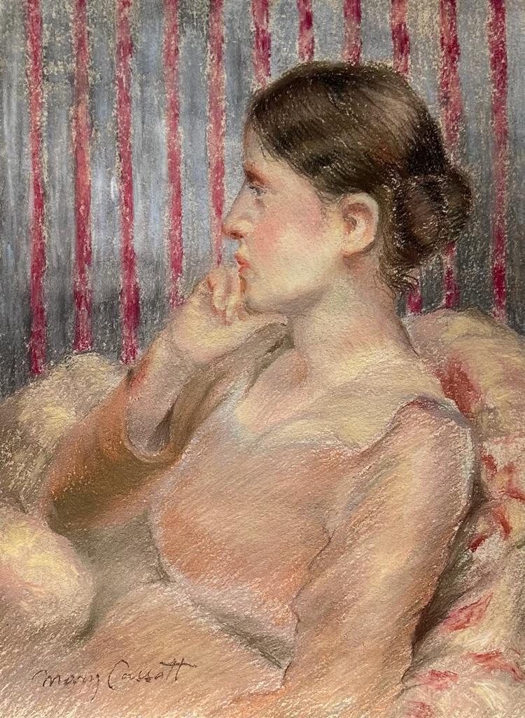 Mary Cassatt American (Pastel on paper Painting ) style of (1 of 4)