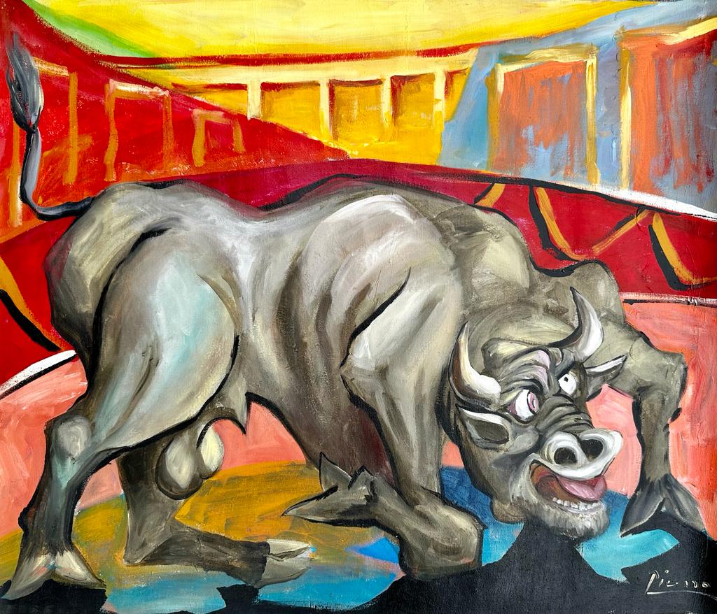 Pablo Picasso Spanish 1881 1973 (Large Oil on Canvas Painting) style of (1 of 6)