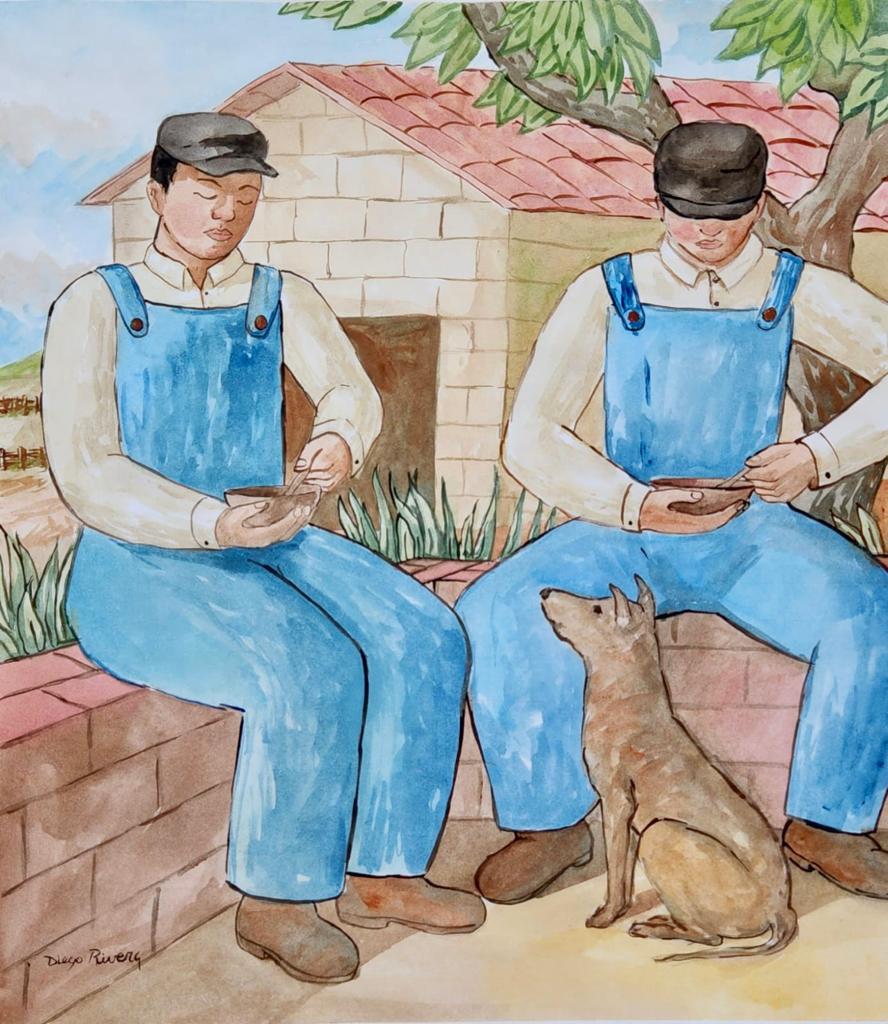 Diego Rivera Mexican 1886 - 1957 ( Watercolor on paper painting ) Style Of (1 of 3)